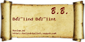 Bálind Bálint névjegykártya