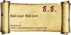 Bálind Bálint névjegykártya